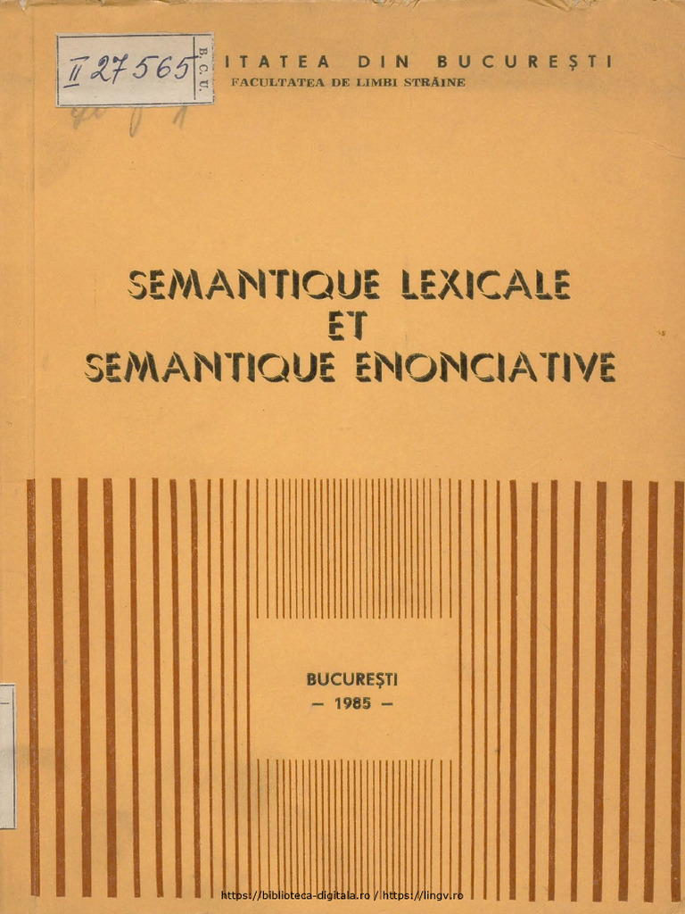 Semantique Lexicale Semantique Enonciative 1985 | PDF