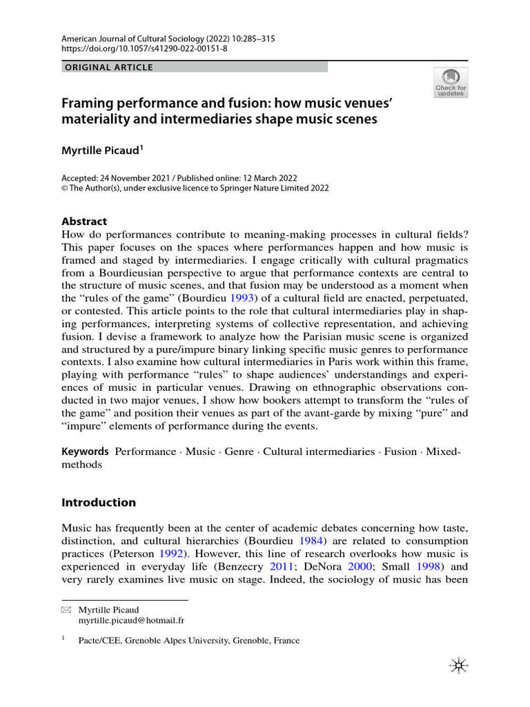 Framing Performance and Fusion 2022 Article 151 PDF Sociology