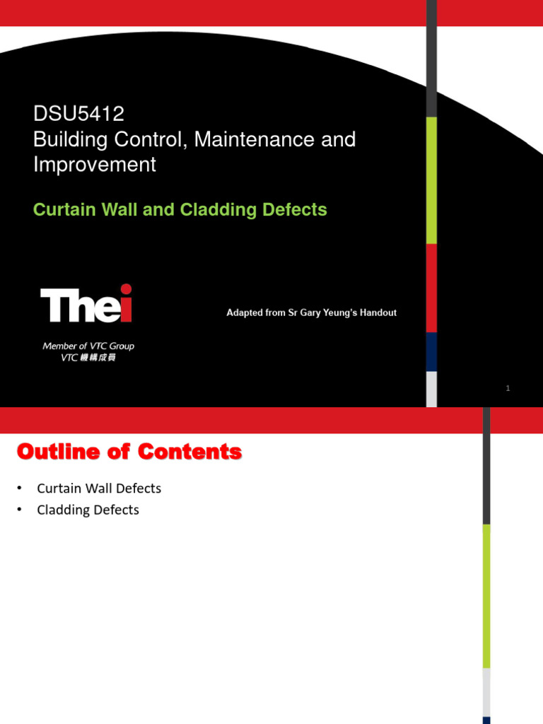 Lecture 7 Curtain Wall and Cladding Defects PDF