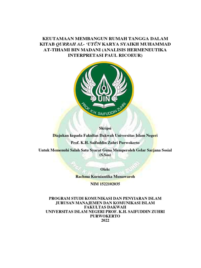 Keutamaan Rumah Tangga dalam Qurrah al-‘Uyūn | PDF