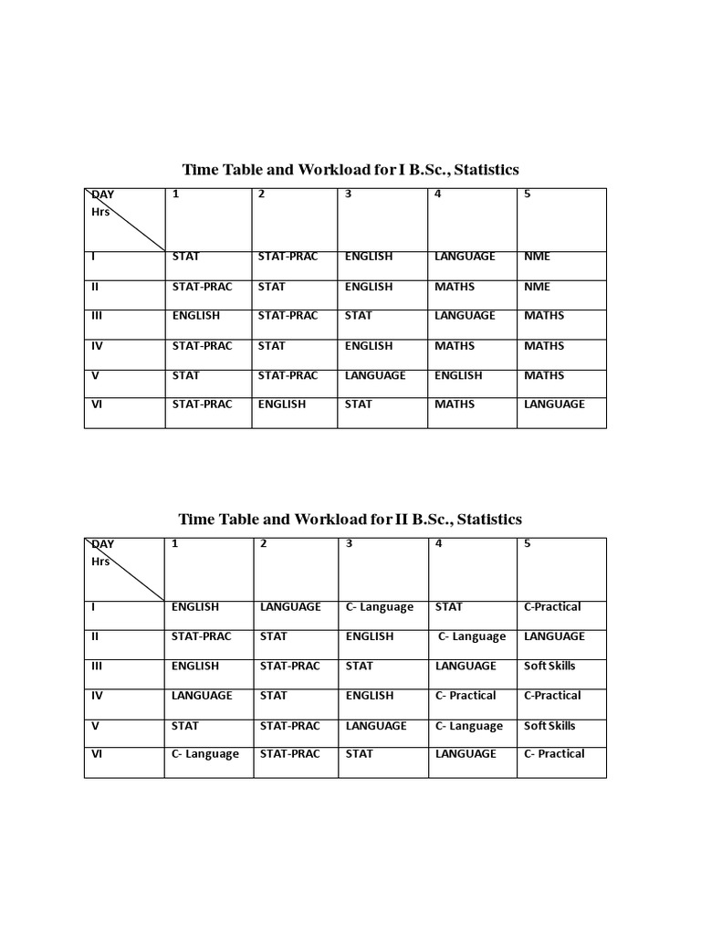 B.Sc. Statistics Student Schedule | PDF | Foreign Language Studies