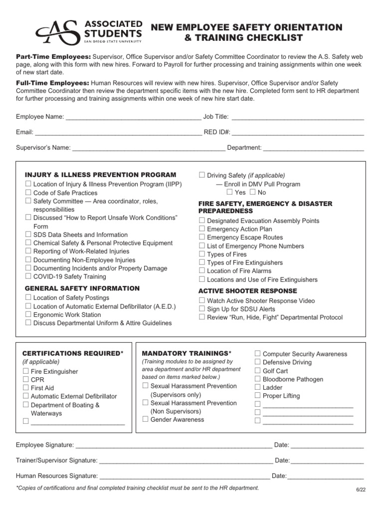 New Employee Orientation Form PDF