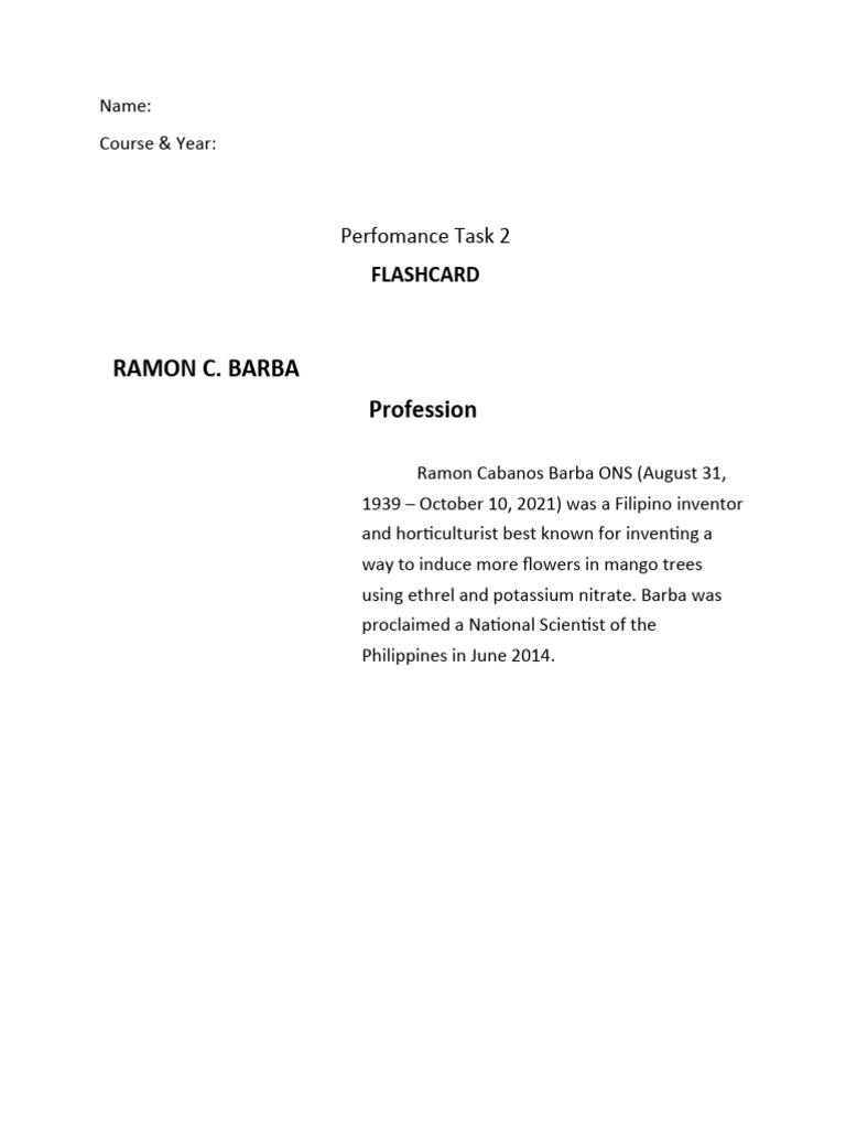 Ramon C. Barba: Mango Flowering Innovator | PDF