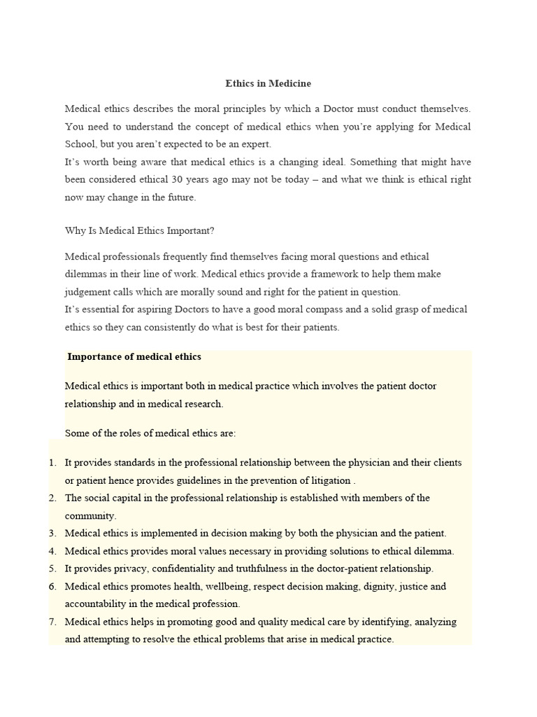 Ethics in Medicine | Download Free PDF | Medical Ethics | Autonomy