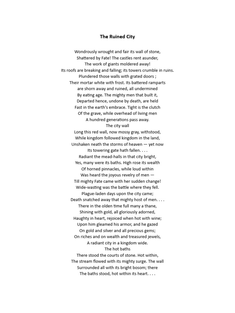 The Ruined City Poem PDF