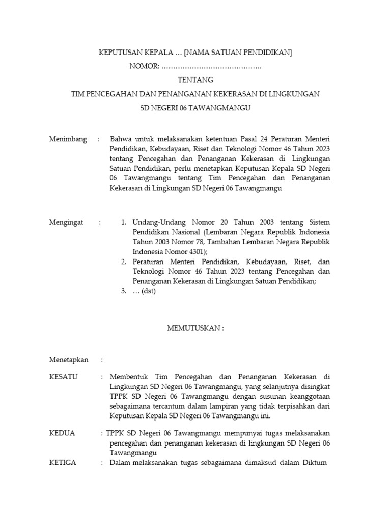 Contoh SK TPPK | PDF