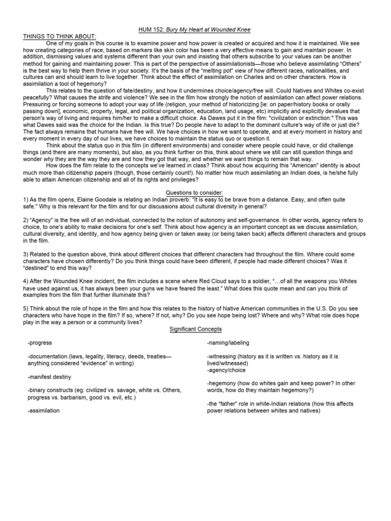 HUM 152bury my heart at wounded knee PDF