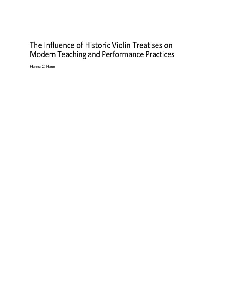 The Influence of Historic Violin Treatises On Modern Teaching and