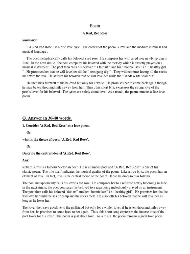 Fyba Eng Poetry Que Ans Notes Pdf