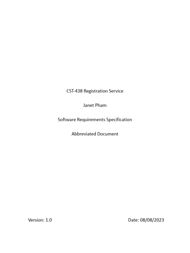 CST-438 Course Registration System SRS | PDF