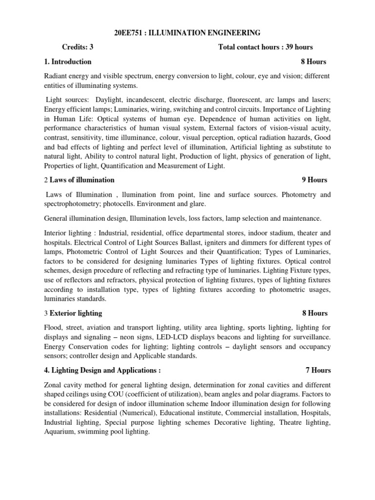 Illumination Engineering Basics | PDF