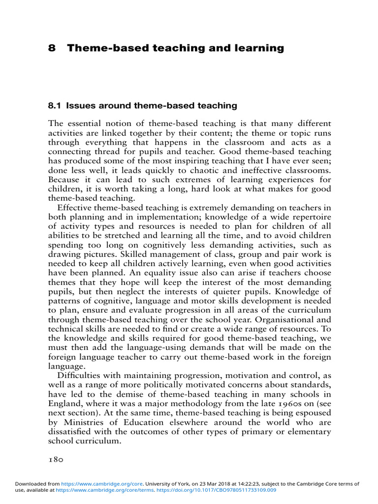 Themebased Teaching and Learning | PDF | Foreign Language | Teachers