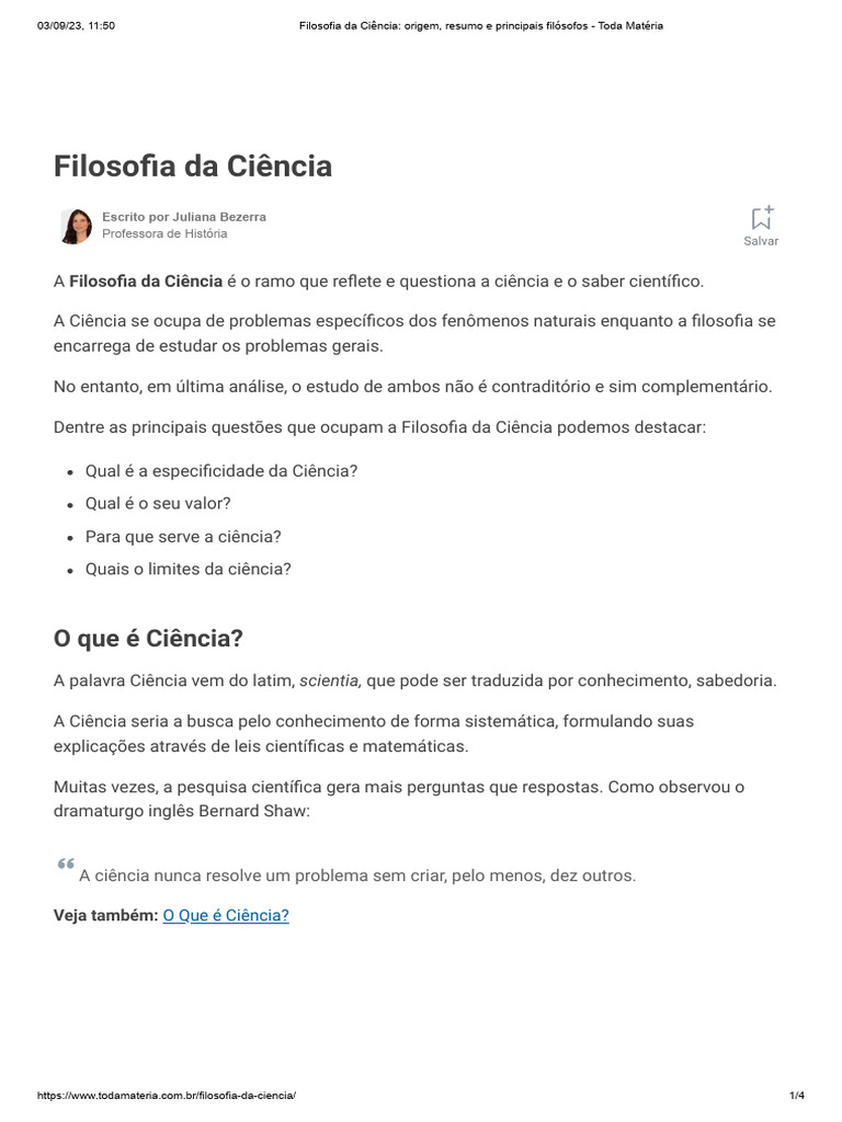 Filosofia Da Ciência - Origem, Resumo e Principais Filósofos - Toda ...