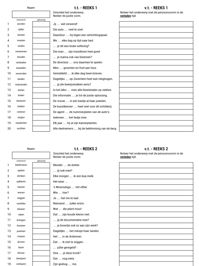 Werkwoordspelling - Reeksen | PDF