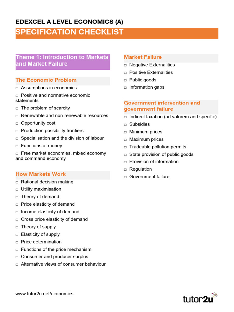 Edexcel a Level Economics Checklist.docx | PDF