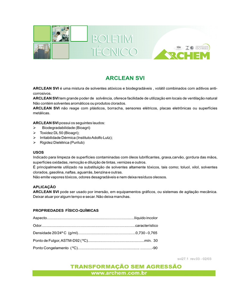 Desengraxante Biodegradável ARCLEAN SVI | PDF