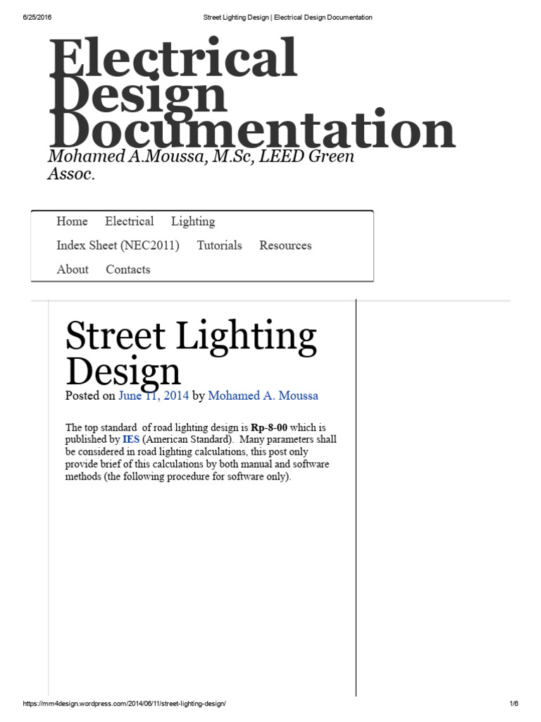 Street Lighting Design _ Electrical Design Documentation PDF