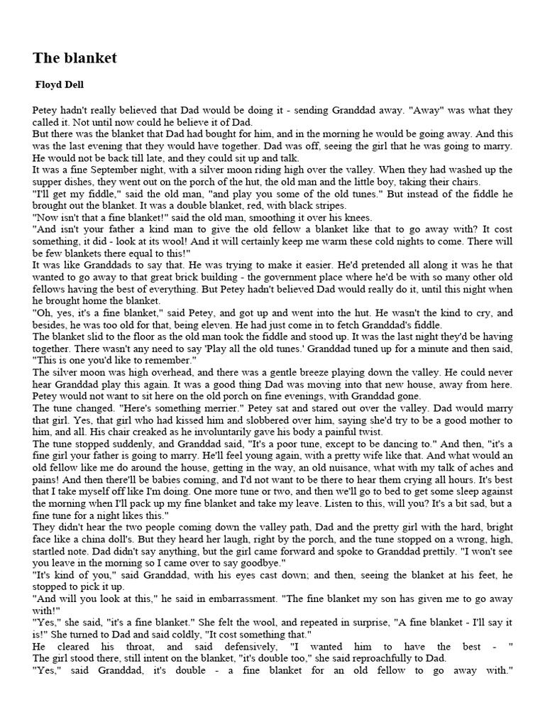 The Blanket Floyd Dell PDF