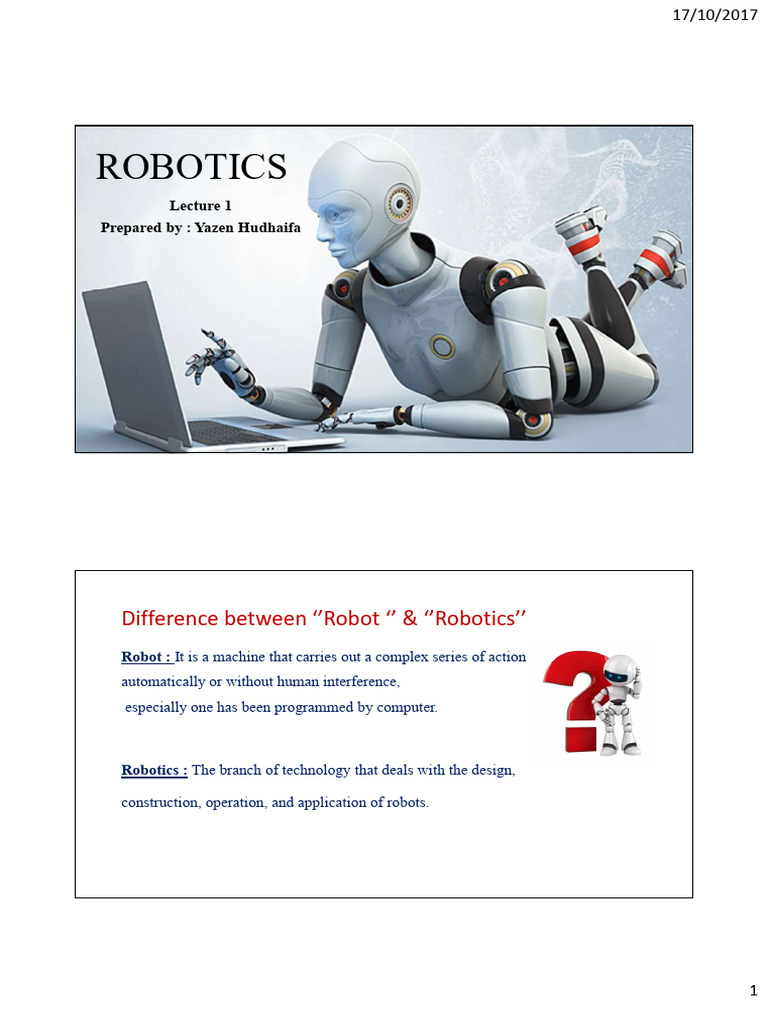 Robotics Difference Between 'Robot ' & 'Robotics'' PDF