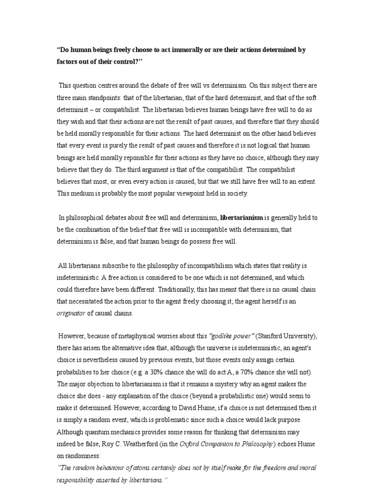 Free Will vs Determinism Explained | PDF | Free Will | Determinism