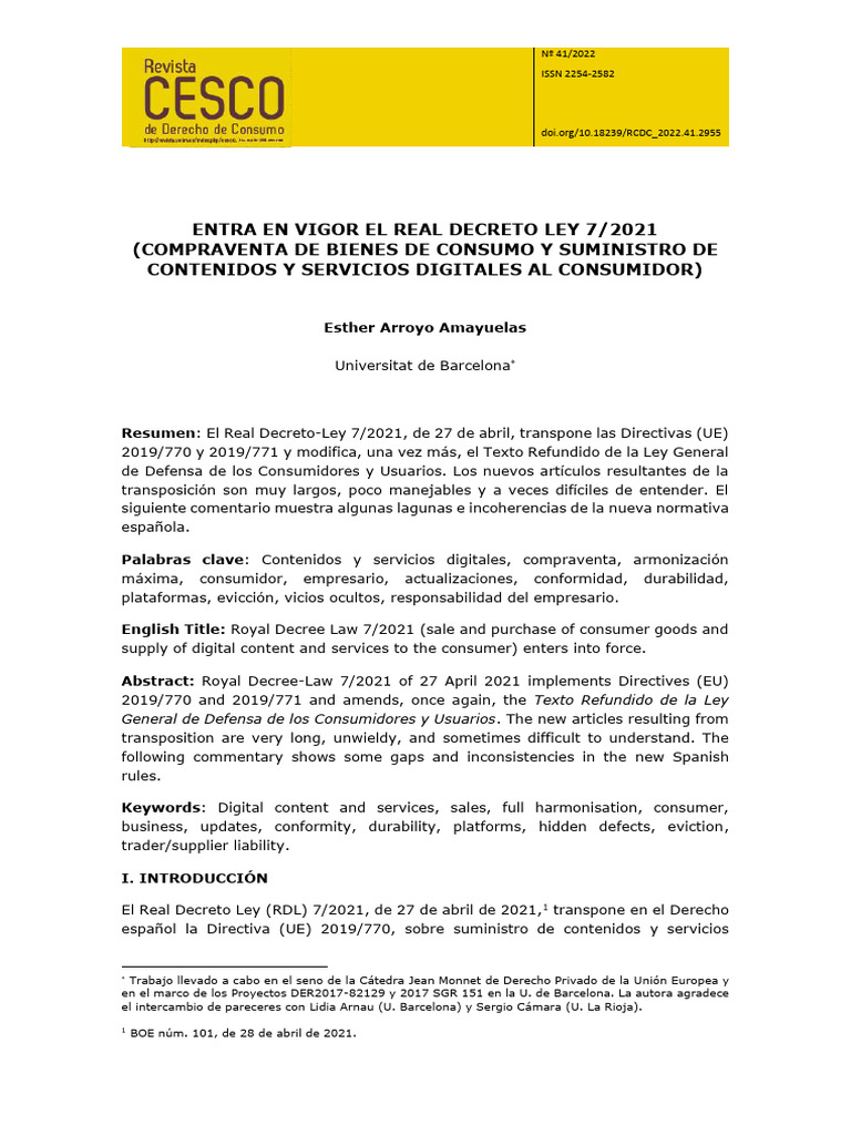 Entra en Vigor El Real Decreto Ley 7/2021 (Compraventa de Bienes de ...