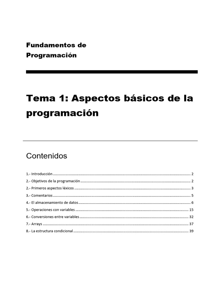 Fundamentos de Programación Básica | PDF | Tipo de datos | Programación