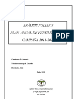 ANÁLISIS FOLIAR Y PLAN DE FERTILIZACIÓN 2011-2012