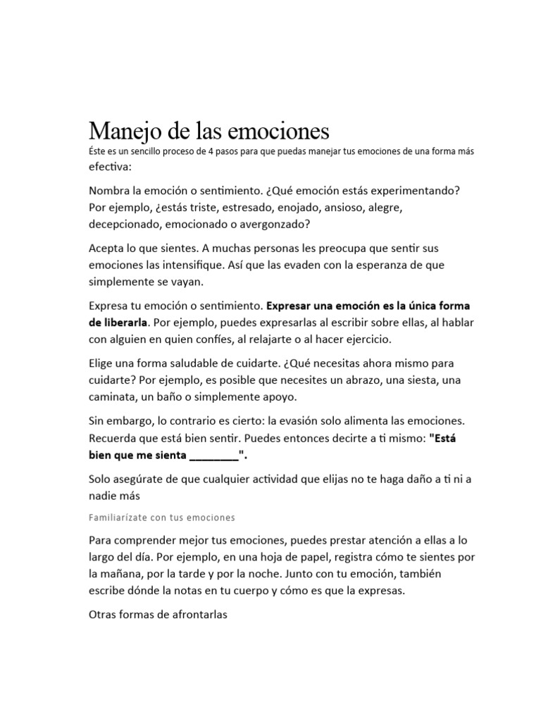 Manejo de las emociones | PDF