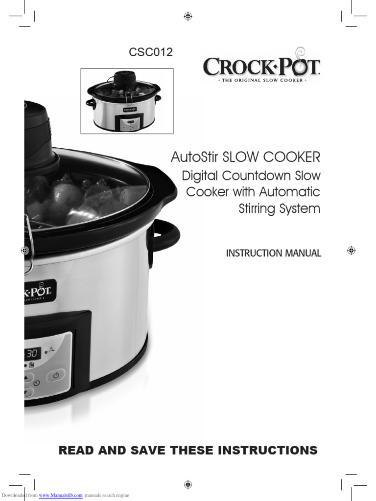 Crock - Pot CSC012 Instruction Manual | PDF