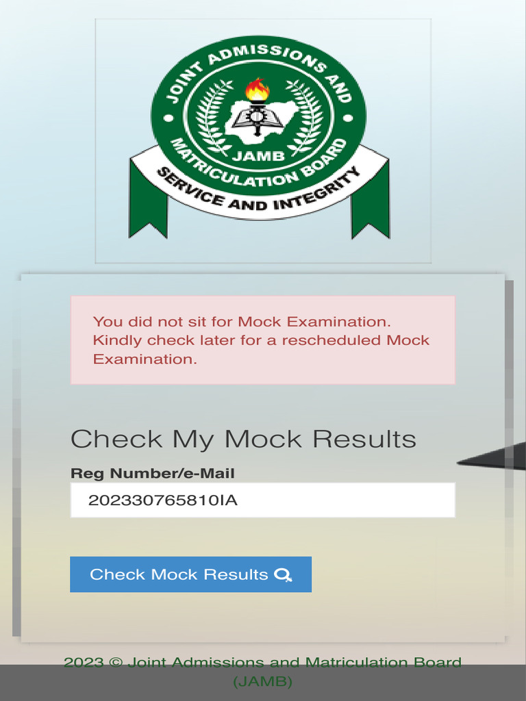 UTME Mock Examination Results Notification PDF