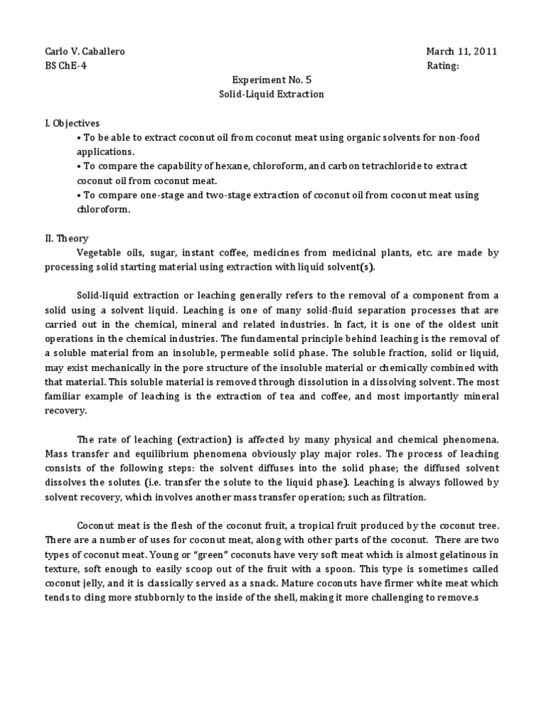 Solid Liquid Extraction PDF Solubility Solvent
