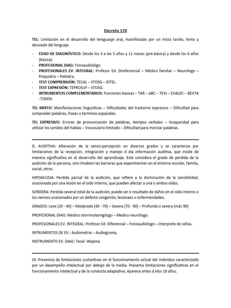 Apuntes Decreto 170 | PDF | Evaluación | Aprendizaje