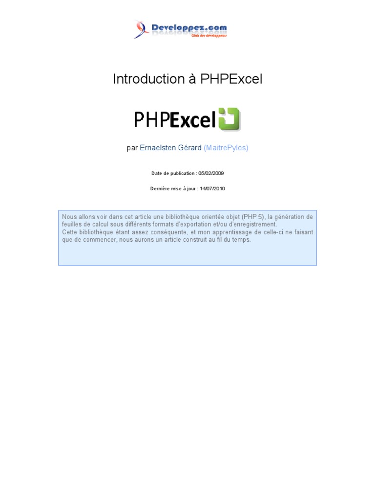 PHP Excel | PDF | Microsoft Excel | PHP