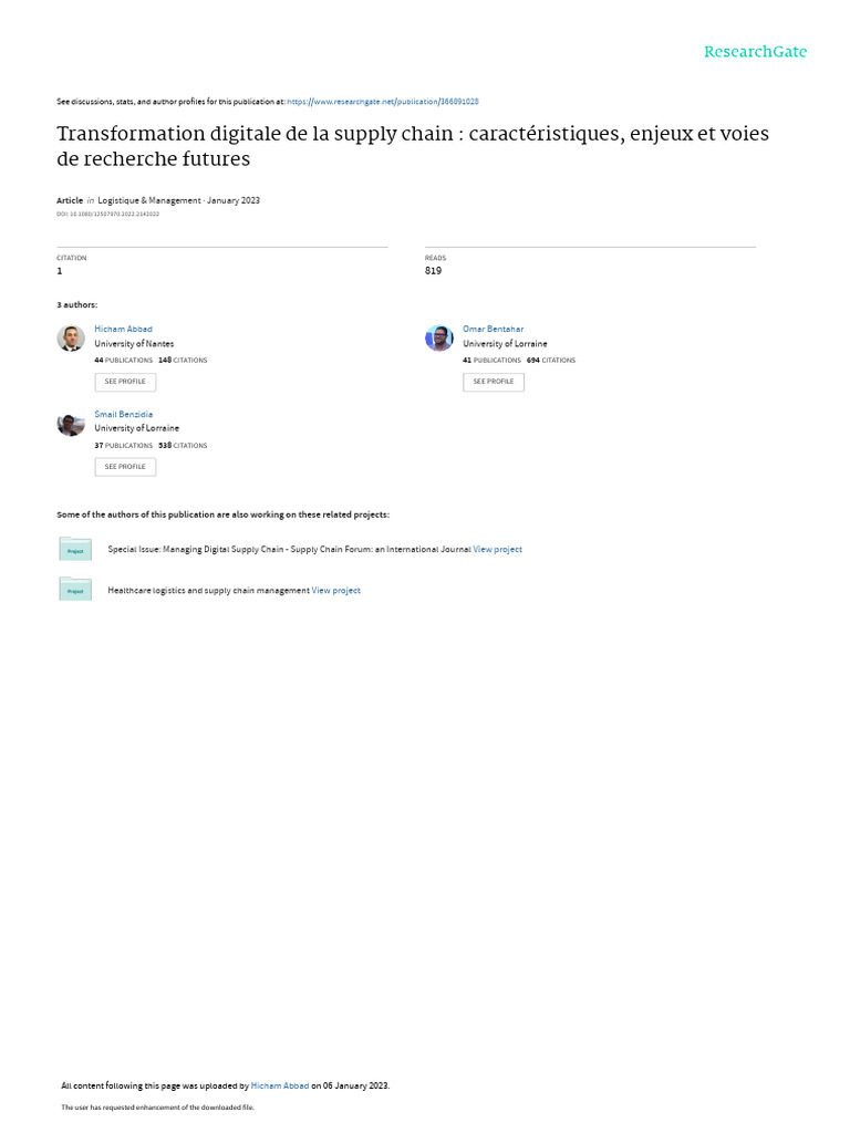 Transformation digitale de la supply chain | PDF | Internet des objets ...