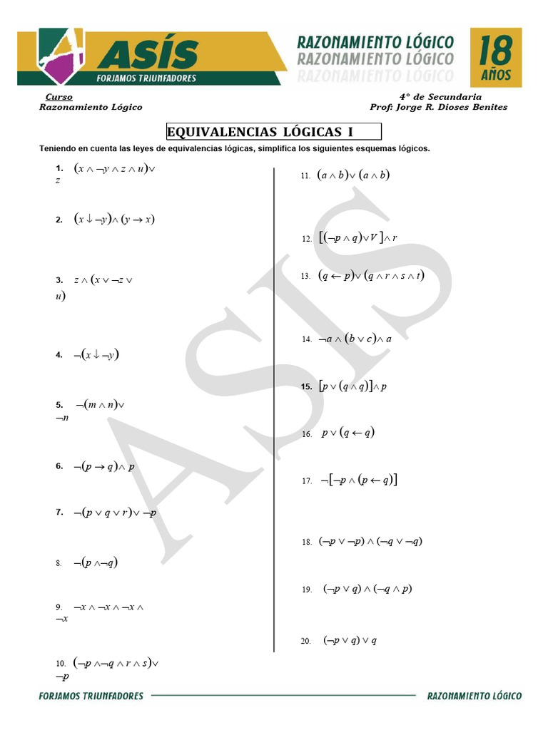 EQUIVALENCIAS LÓGICAS PDF