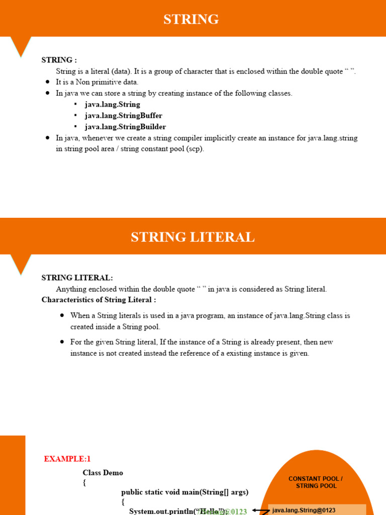 STRING CLASS in Java | PDF | Teaching Methods & Materials | Science ...
