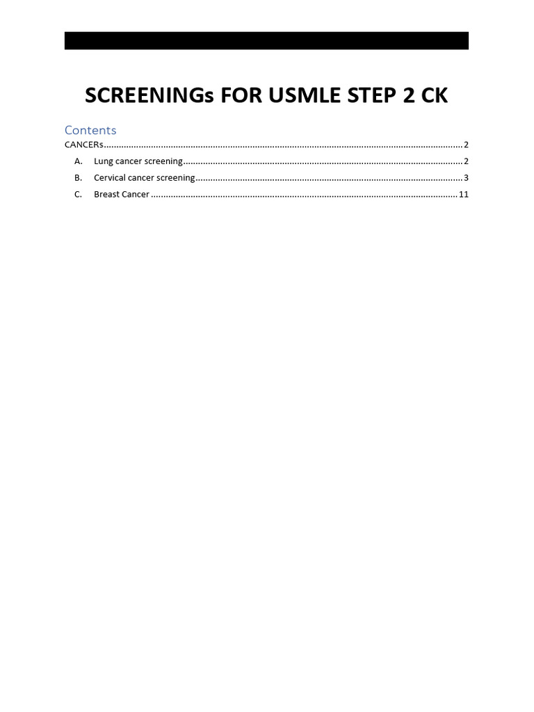 Screening Protocols for USMLE Step 2 CK PDF