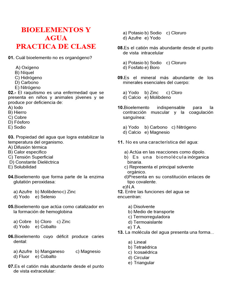 Practica Bioelementos y Agua | PDF