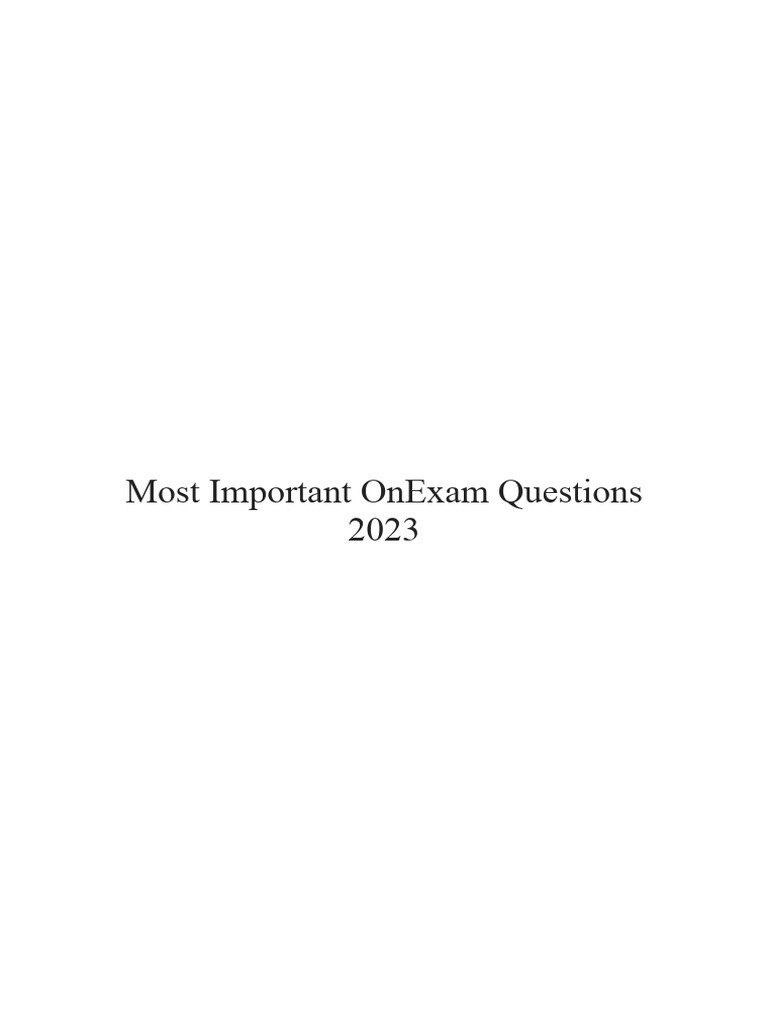 Most Important OnExam Questions 2024 PDF