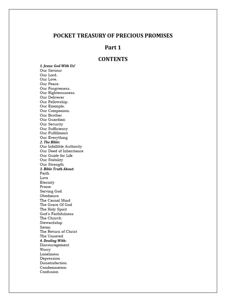 Pocket Treasury of Bible Promises | PDF