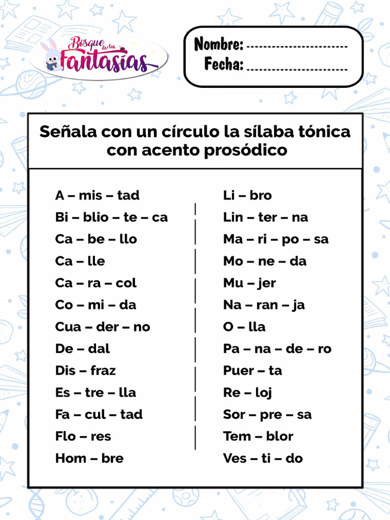 Sílabas Tónicas y Átonas | PDF