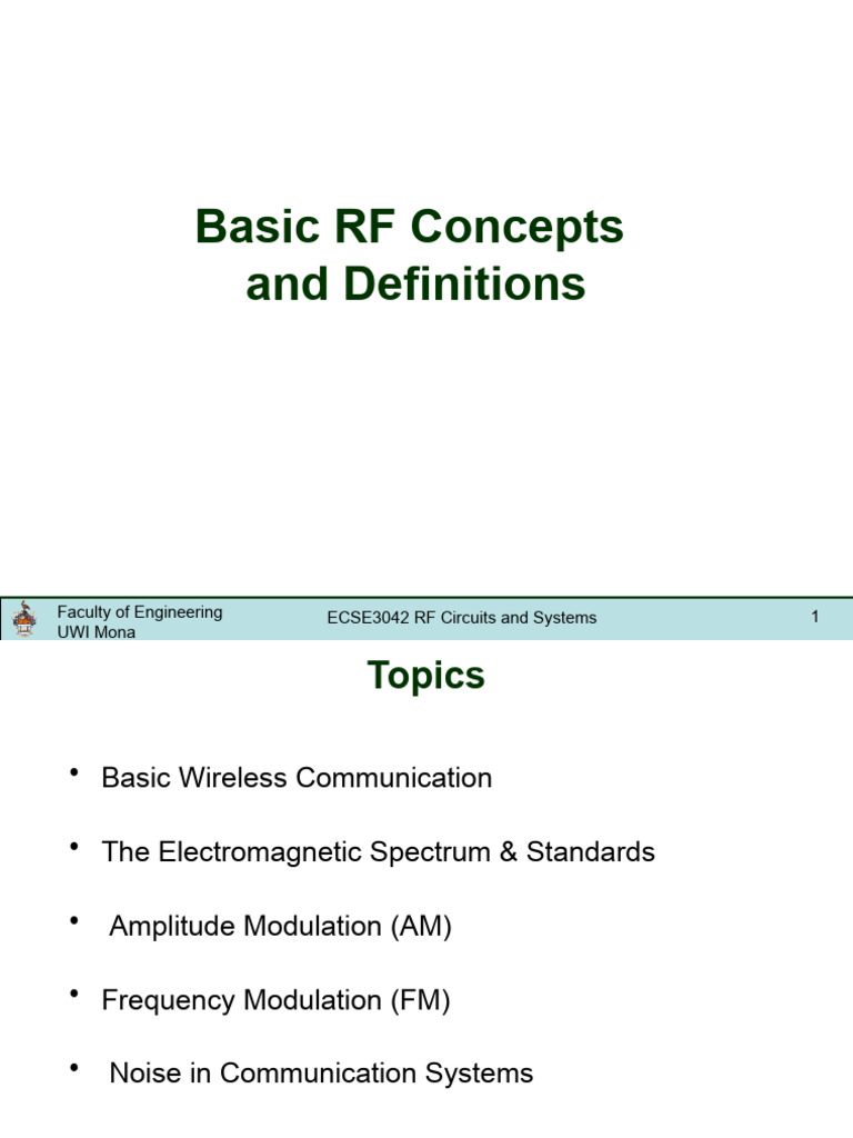Basic RF Concepts and Definition PDF Modulation Radio