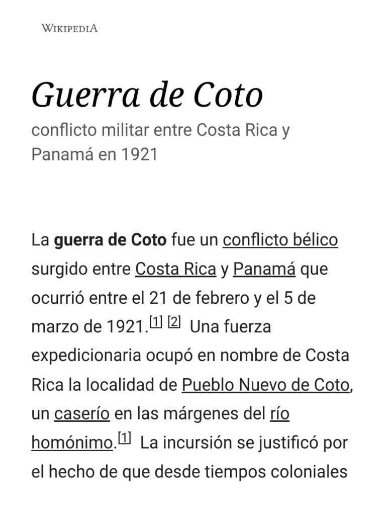 Guerra de Coto Wikipedia, La Enciclopedia Libre PDF