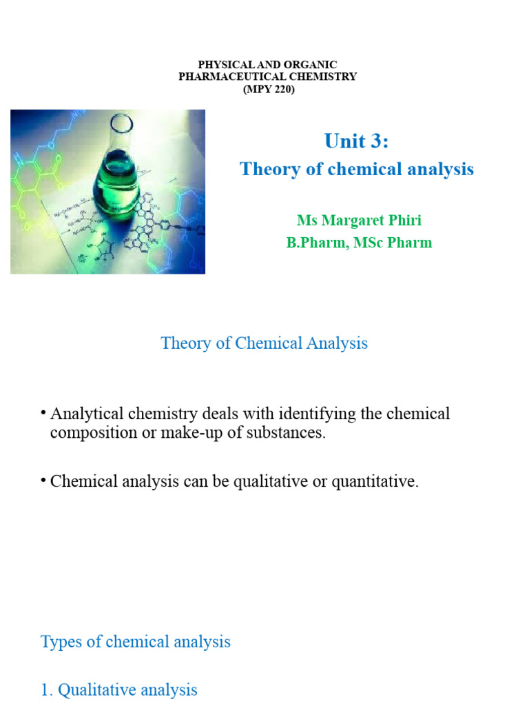 Unit 3 Theory of Chemical Analysis PDF