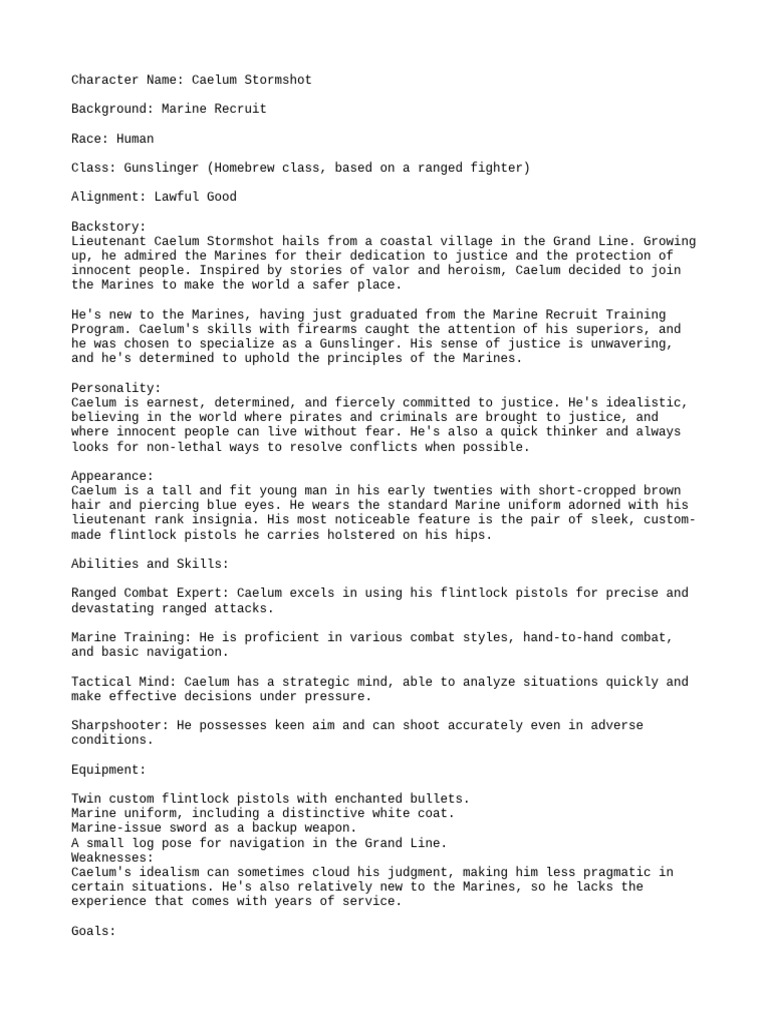 One Piece Marine Character PDF United States Marine Corps