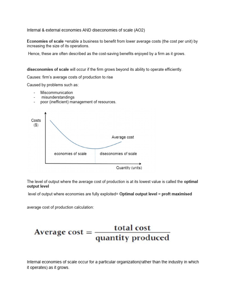 Economies and Diseconomies of Scale | PDF