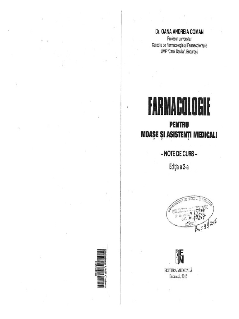 Farmacologie Pentru Moase Si Asistenti Medicali 230927 175310 | PDF