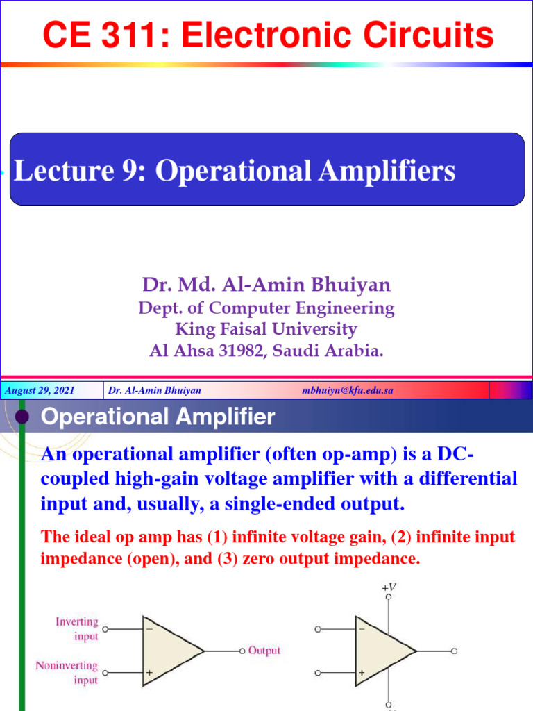 Lecture 9 Operational Amplifiers Circuit Diagram