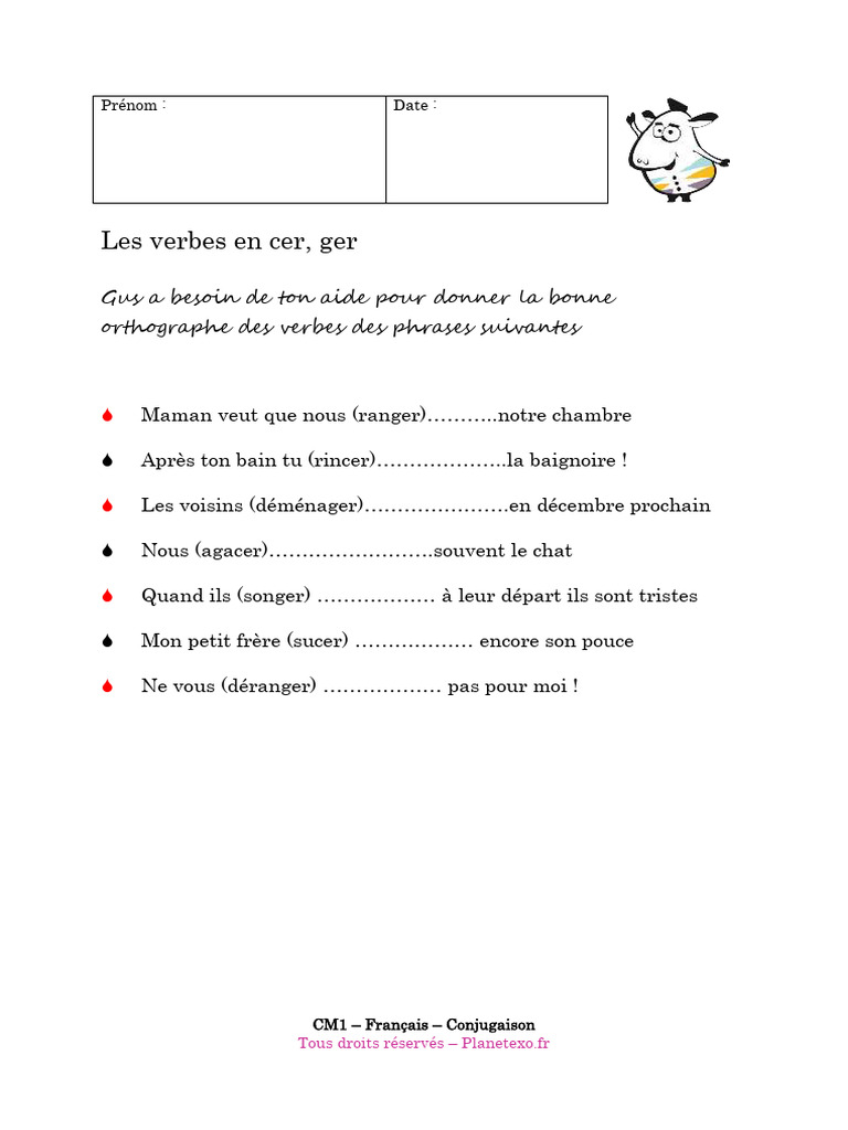 Conjugaison des verbes en cer et ger | PDF | Arts du langage et ...