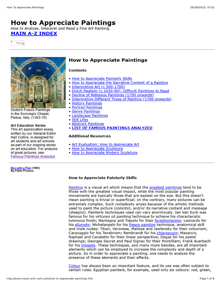 How To Appreciate Paintings PDF